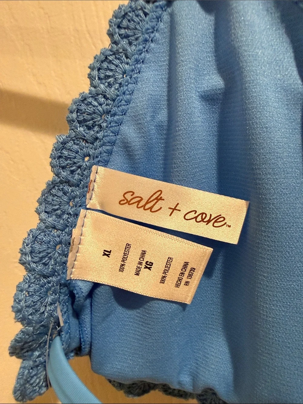 Salt + Cove Blue Crochet Triangle Bikini Top